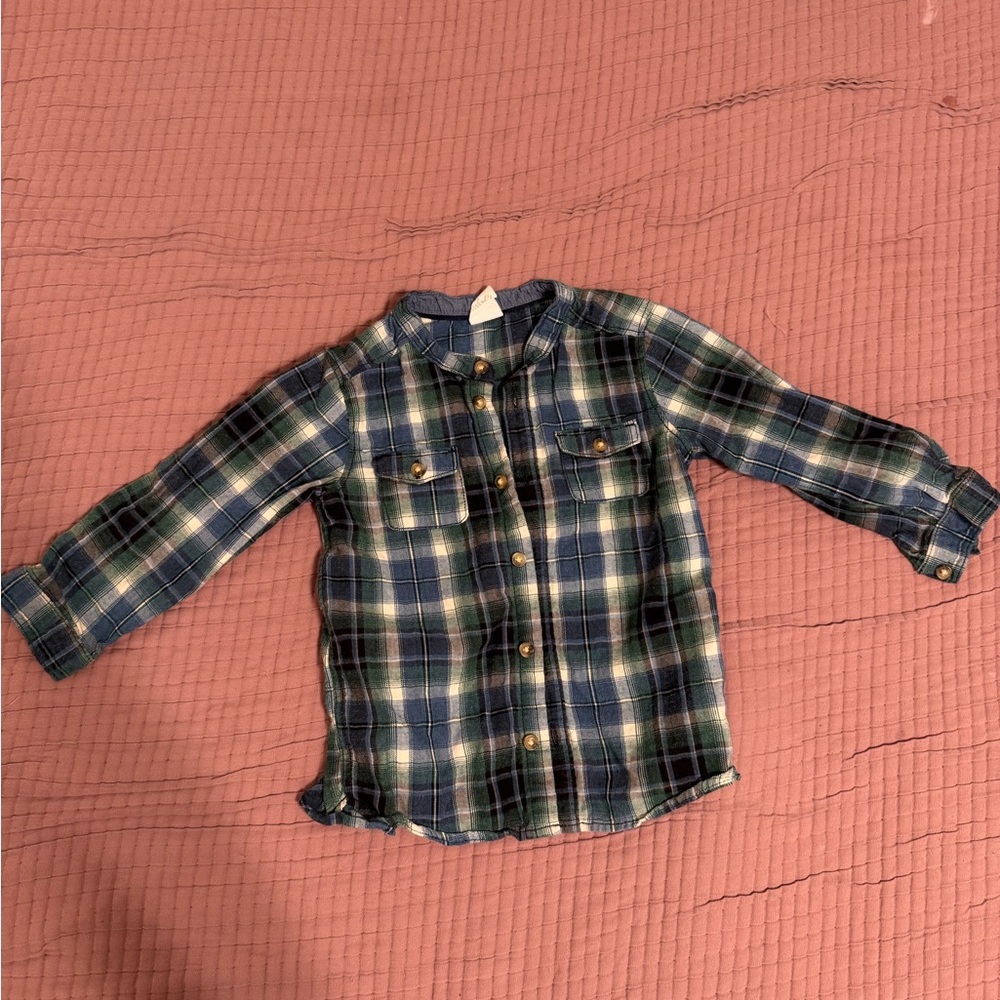 H&M Kids Plaid Button-Down Shirt - Blue and Green